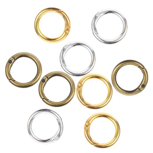 Housoutil 15 Stück Runde Federringe aus Legierung runde Karabinerhaken Schmuck Ö Reifen Aluminium päckchen packetbandrollen metallclips key chain Sprungringe feder schlüsselring schnalle von Housoutil