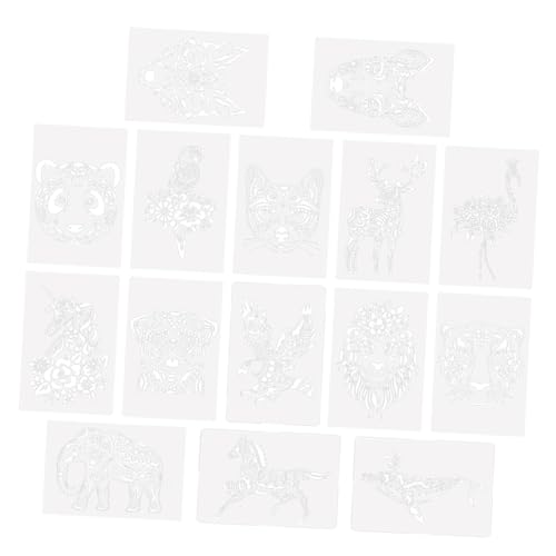 Housoutil 15 Stück Teiliges Schablonen mit Tiermotiven für Diy Zeichenvorlagen Unicorn Löwe und Papagei Weiß Einhorn Löwe Papagei von Housoutil