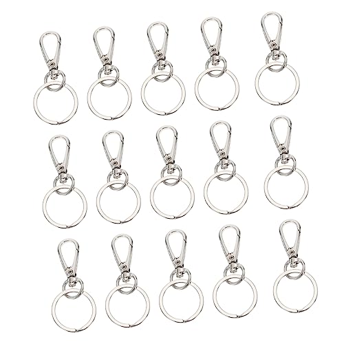 Housoutil 15 Stück Zinclegierter Schlüsselring Karabiner Langlebige und Rostfreie Schlüsselanhänger mit Elegantem Design für Schlüsselorganisation und Diy Projekte von Housoutil