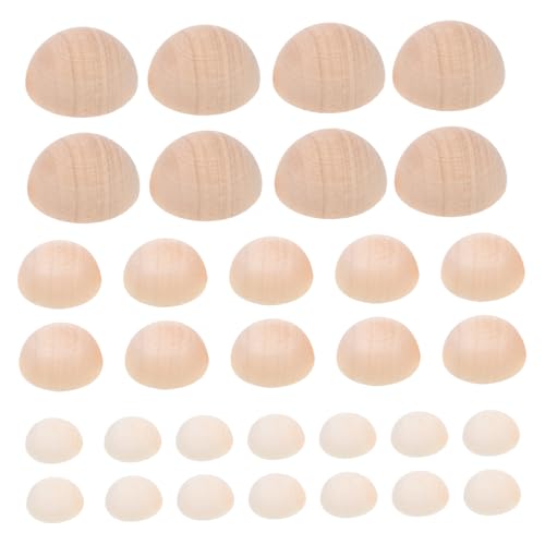Housoutil 150 Stück Halbkreis Holzperlen Natürliche DIY Bastelmaterialien Unfertige Holzperlen für Schmuck Dekoration und Kreative Projekte von Housoutil