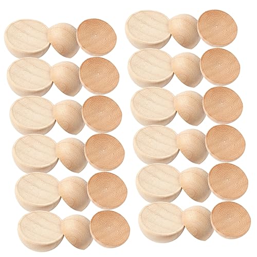 Housoutil 150 Stück Unlackierte Halbkugel Holzperlen Unfertige Natürliche Holzkugeln DIY Schmuck Bastelzubehör für Armbänder Halsketten und Wohnungsdeko von Housoutil