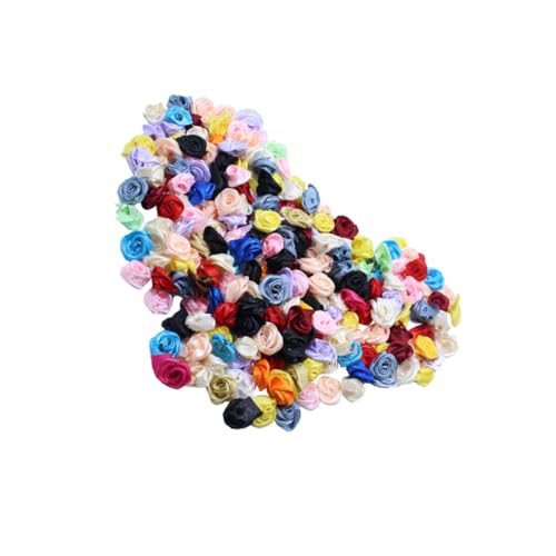 Housoutil 150Stücke DIY Satinband Rosenblüten Für Hochzeitsdekoration Blumenapplikationen Für Kopfschmuck Basteln Und Projekte Mischfarben von Housoutil