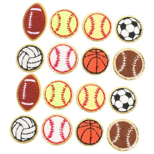 Housoutil 16 Stück Ballsportartikel dekoration rucksäcke Bügelaufnäher rücksäcke Kleidung dekorative Fellflecken Kleiderflicken aufbügeln dekorative Kleiderflicken Heißschmelzkleber von Housoutil