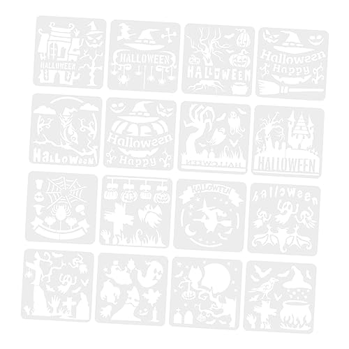 Housoutil 16 Stück Teiliges Halloween Malvorlagen aus Langlebigem Pet Wiederverwendbare DIY Schablonen mit Klassischen Motiven Wie Kürbis Fledermaus Hexe für Basteln und Wanddekoration Housoutil 16 Stück Teiliges Halloween Malvorlagen aus Langlebigem Pet Wiederverwendbare DIY Schablonen mit Klassischen Motiven Wie Kürbis Fledermaus Hexe für Basteln und Wanddekoration von Housoutil
