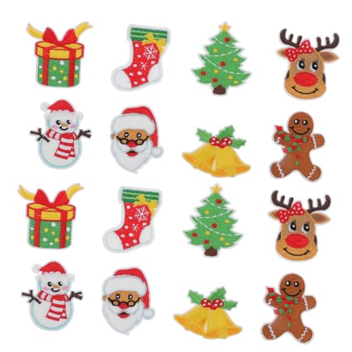 Housoutil 16 Stück Teiliges Set Weihnachts Stickerei Patches für Kleidung Dekoration und Reparatur Praktische Aufnäher für DIY Projekte Vielseitig Einsetzbar für Kostüme und Persönliche von Housoutil