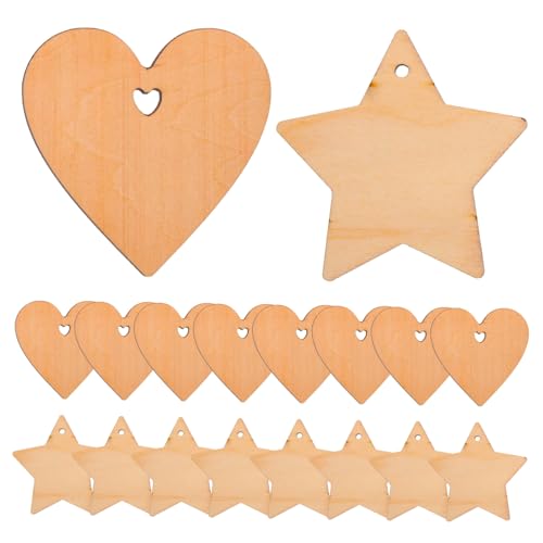 Housoutil 16 Stück Teiliges Unvollendete Holzscheiben Herz und Sternform für Diy Bastelprojekte für Feiertagsdekoration und Kreative Handarbeiten Housoutil 16 Stück Teiliges Unvollendete Holzscheiben Herz und Sternform für Diy Bastelprojekte für Feiertagsdekoration und Kreative Handarbeiten von Housoutil