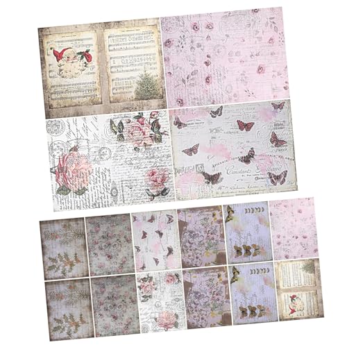 Housoutil 16 Stück Teiliges Vintage Bastelpapiere Dekorative Hintergrundpapiere für Scrapbooking Tagebuch und DIY Projekte für Bastelarbeiten und Persönliche Gestaltung von Housoutil