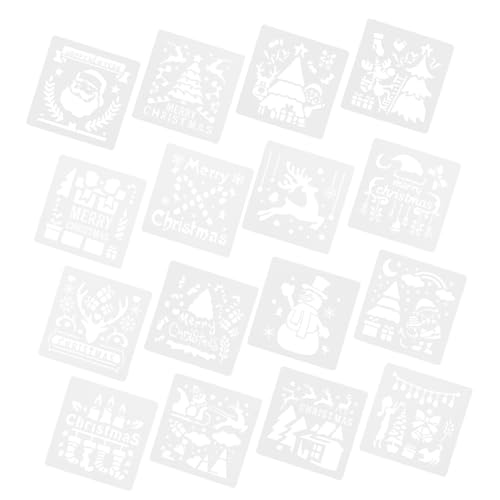 Housoutil 16 Stück Teiliges Weihnachtsmalvorlagen Pet Material Wiederverwendbare Diy Schablonen für Kreative Wand und Möbelgestaltung mit Festlichen Motiven Kinderfähigkeiten von Housoutil