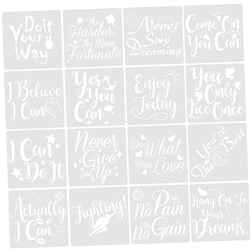 Housoutil 16Stücke Teiliges DIY Schablonen für Malerei Wiederverwendbare Kunststoffvorlagen für Sprühfarbe für Scrapbooking Handwerk und Projekte Inspirierende Housoutil 16Stücke Teiliges DIY Schablonen für Malerei Wiederverwendbare Kunststoffvorlagen für Sprühfarbe für Scrapbooking Handwerk und Projekte Inspirierende von Housoutil