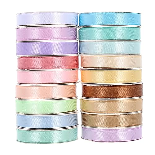 Housoutil 18 Rollen Geschenkband Polyesterbänder Farben für Diy Projekte Hochzeitsdekorationen und Partybedarf für und Bastelarbeiten Zufällige Farbe von Housoutil