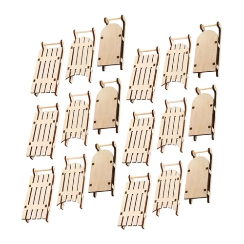 Housoutil 18 Stück Teiliges Mini Weihnachtsbaum-anhänger Diy-holzschlitten Modell für Festliche Weihnachtsdekoration und Hochzeitsfeier Robuste Holzanfertigung für Baumschmuck von Housoutil
