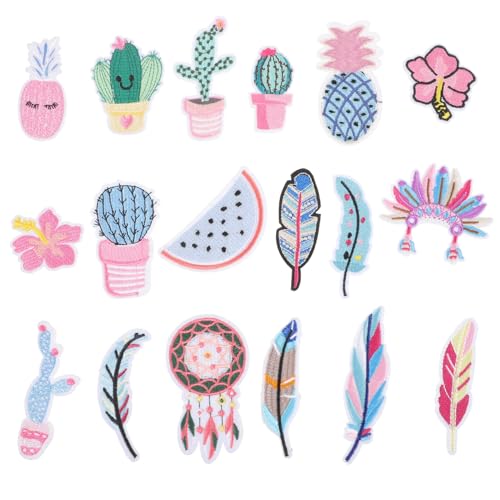 Housoutil 18 Stück Teiliges Set Stickaufnäher für Kleidung Cartoon Patches für Jeans Taschen und Diy Handarbeiten zum Reparieren von Löchern und Verzierungen von Housoutil