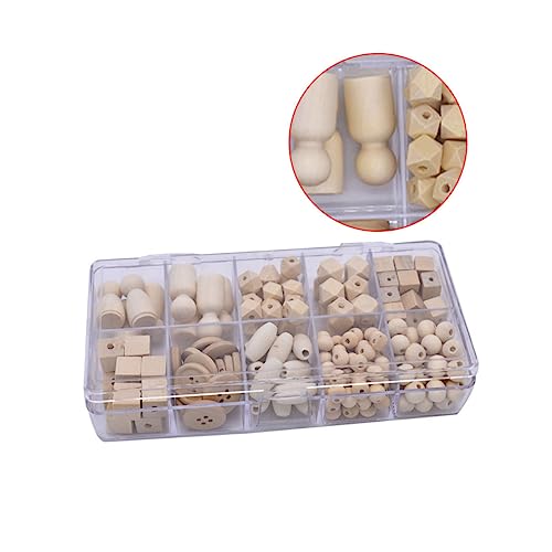 Housoutil 1Packung DIY Holz Abstandsperlen Natürliche Holzperlen Verschiedenen Formen für Schmuckherstellung und Bastelprojekte mit Praktischer Kunststoffbox zur Aufbewahrung von Housoutil