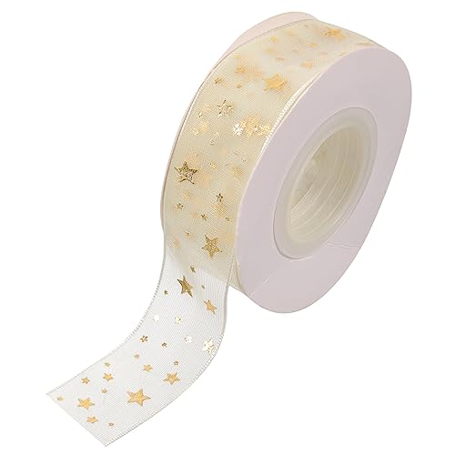 Housoutil 1Rolle Goldenes Sternen Organza Geschenkband Dekoratives Stoffband Für Geschenkschleifen DIY Handwerk Und Edle Geschenkverpackungen Hochzeit Geburtstage von Housoutil