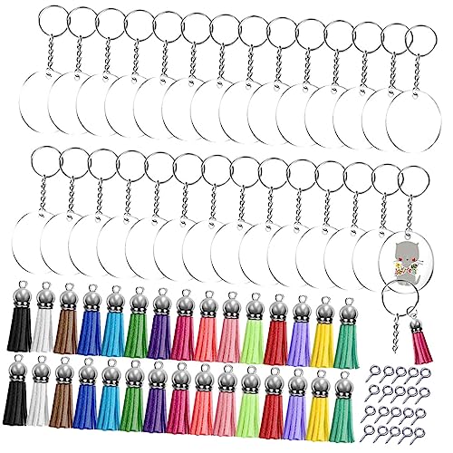 Housoutil 1Satz DIY Quastenschlüsselbund Set Teile Acryl Wafer Quasten Schlüsselring Bastelzubehör Für DIY Projekte Für Persönliche Gestaltung von Housoutil