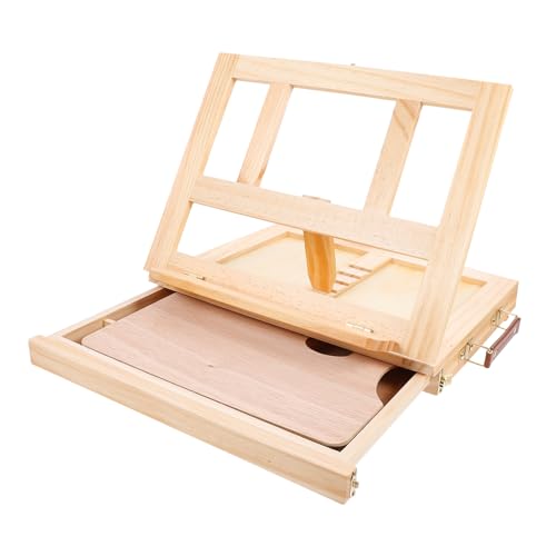 Housoutil 1Stück Holzständer Mit Schublade Klappbare Desktop Staffelei Holz Tragbarer Malständer Für Fotografie Für Projekte Und Präsentationen Natürlichem von Housoutil
