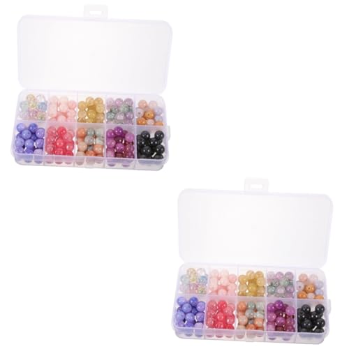 Housoutil 2 Boxen Bunte Glasperlen Runde Bastelperlen für Armbänder und Ohrringe für Diy Schmuckherstellung und Kreative Dekoration von Housoutil