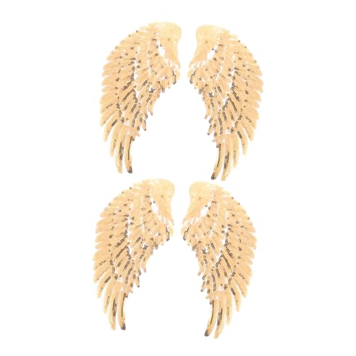 Housoutil 2 Paare Pailletten-flügel-patch Flügelfleck Pailletten-flügel-applikation Paillettenflecken Für Kleidung Der Patch Hochzeit Applikationen Stickerei Golden Polyester von Housoutil