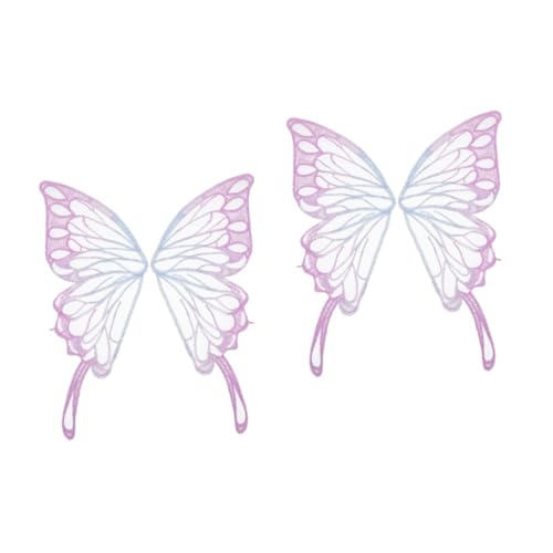 Housoutil 2 Paare Schmetterling gestickter Aufnäher rosa Schmetterlingsdekorationen Schmetterlingsspitze Patch Sticked Butterfly Applica Schmetterlingsflecken Applikationen Polyestergarn von Housoutil