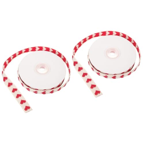 Housoutil 2 Rollen Band Für Geschenkverpackung Bänder Zum Basteln Herzen Valentinstag Schleifen Zum Verpacken Band Zum Verpacken Paketband Geschenkband Polyester Baumwolle von Housoutil
