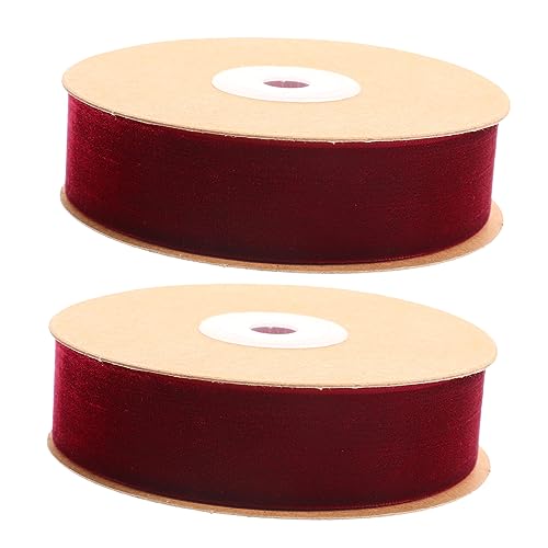 Housoutil 2 Rollen Beflockungsband ribbon bandfeile Schleifenband geschenkpaket bandalette Geburtstag Verpackung Stoff Rot Samtband Schleifenzubehör Bastelbedarf zum Selbermachen Nylon von Housoutil