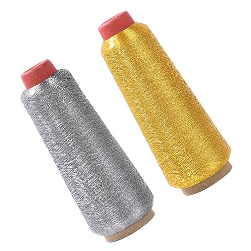 Housoutil 2 Rollen Computer Stickgarn Gold und Silber Robuste Vielseitige Stickfäden für Kreuzstich Maschinenstickerei und DIY Projekte von Housoutil