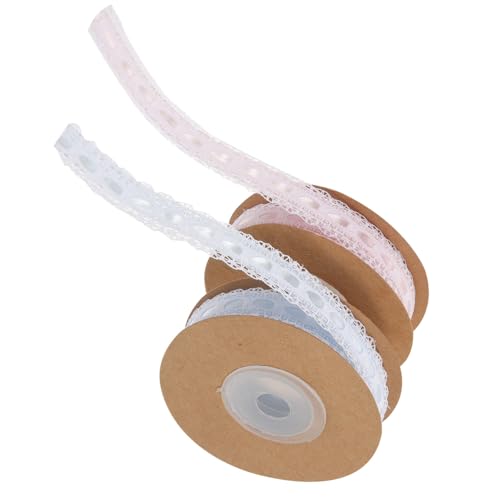 Housoutil 2 Rollen Elastisches Spitzenband für Diy Dekoration Blau und Rosa für Kleidung Tischdecken und Bastelprojekte Hochwertiges Polyester Material für Kreative Handarbeiten von Housoutil
