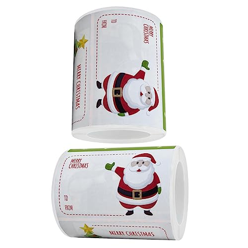 Housoutil 2 Rollen Etiketten Für Weihnachtsaufkleber Stichworte Wickeln Weihnachten Schüttgut Selbst Aus Gegenwärtig Gold Klebstoff Klebrig Band Kupferplattenaufkleber von Housoutil