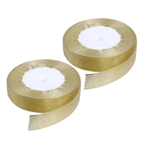 Housoutil 2 Rollen Goldenes Geschenkband Dekoratives Satinband für Geschenkverpackung und DIY Lange für Hochzeiten Feiertage und Bastelprojekte Langlebig und Vielseitig von Housoutil