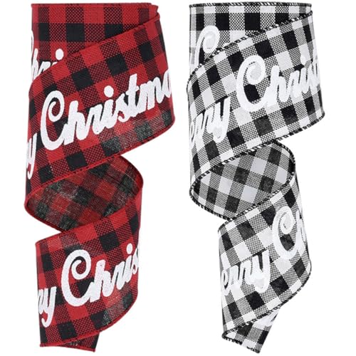 Housoutil 2 Rollen Karoband Weihnachtsband mit Drahtkante Langlebiges Geschenkband in Rot-schwarz und Schwarz-weiß pro für DIY Geschenke Weihnachtsbaum Festtagsdekoration Housoutil 2 Rollen Karoband Weihnachtsband mit Drahtkante Langlebiges Geschenkband in Rot-schwarz und Schwarz-weiß pro für DIY Geschenke Weihnachtsbaum Festtagsdekoration von Housoutil