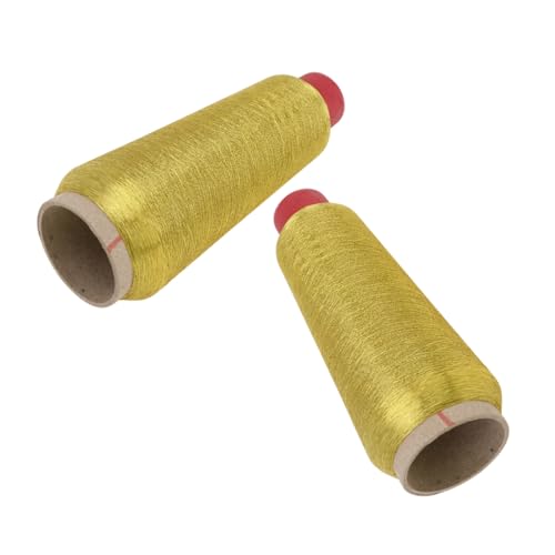Housoutil 2 Rollen Nähmaschinen Stickgarn Metallic Bastelset Reflektierendes Glitzer Nähzubehör Stickgarnhalter Stickgarn Gold Häkelgarn Goldenes Polyester von Housoutil