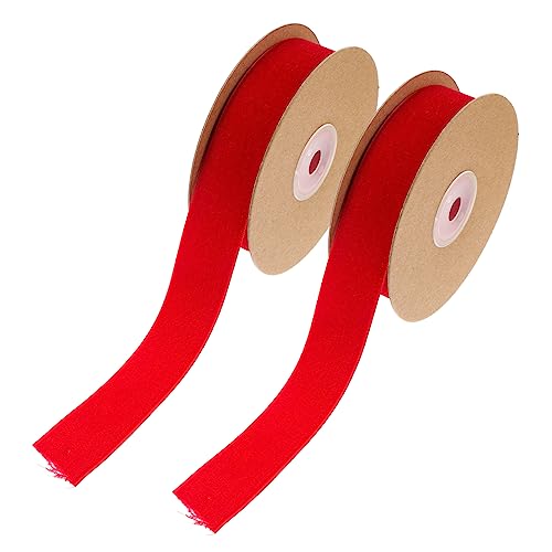 Housoutil 2 Rollen Samtgürtel ribbon bandfeile festivalbänder verpackung schuhband toy Hochzeit Eisstockschießen Party Material zur Herstellung von Haarspangen DIY-Bänder Nylon rot von Housoutil