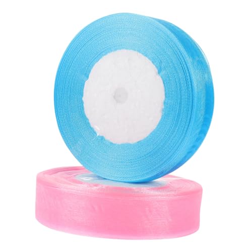 Housoutil 2 Rollen Schneidbares Geschenkband Transparentes Chiffonband für DIY Dekorationen für Hochzeiten und Feste Langlebig und Einfach zu Verwenden von Housoutil