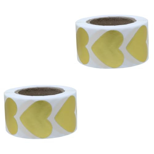Housoutil 2 Rollen Selbstklebende Goldene Herzform Aufkleber Danke Etiketten für Backwaren Kekse und Diy Projekte von Housoutil