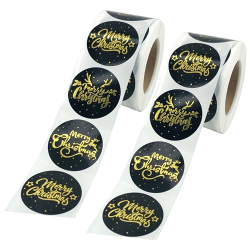 Housoutil 2 Rollen Selbstklebende Weihnachtsaufkleber Gold Metallic Festliche Siegel Etiketten für Geschenkverpackungen und Umschläge Ablösbar Vielseitig für Diy Basteln und Weihnachtsdeko Housoutil 2 Rollen Selbstklebende Weihnachtsaufkleber Gold Metallic Festliche Siegel Etiketten für Geschenkverpackungen und Umschläge Ablösbar Vielseitig für Diy Basteln und Weihnachtsdeko von Housoutil