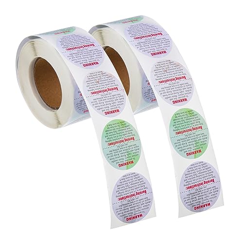 Housoutil 2 Rollen Warnabziehbilder Etiketten Warnhinweise Für Kerzen Kerzenaufkleber Warnen Warnung Sicherheitsaufkleber Zum Wachsschmelzen Herstellung Beschichtetes Papier Colorful von Housoutil