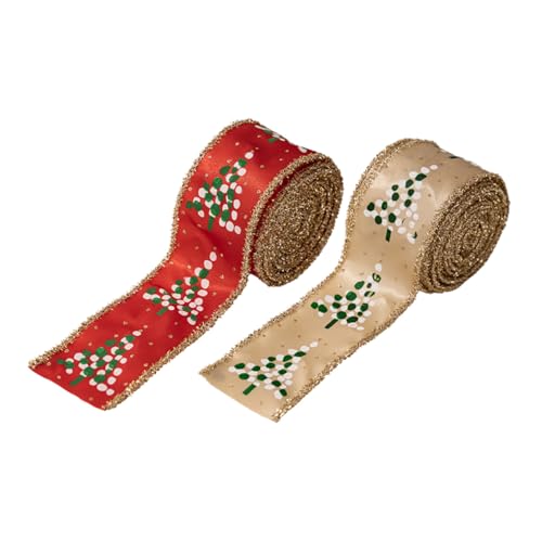 Housoutil 2 Rollen Weihnachtsband mit Drahtkante Festes Stoffband in Rot und Khaki Formstabil und Farbecht für Weihnachtskränze Schleifenbinden und Geschenkverpackungen Vielseitig für Housoutil 2 Rollen Weihnachtsband mit Drahtkante Festes Stoffband in Rot und Khaki Formstabil und Farbecht für Weihnachtskränze Schleifenbinden und Geschenkverpackungen Vielseitig für von Housoutil