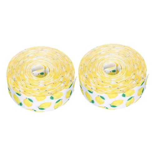 Housoutil 2 Rollen Zitronen Dekoband Geschenkverpackungsband Schleifenherstellungsband Sommer Zitronen Druckband Blumenverpackungsband Frühlingskranzband Haarschleifenbänder von Housoutil