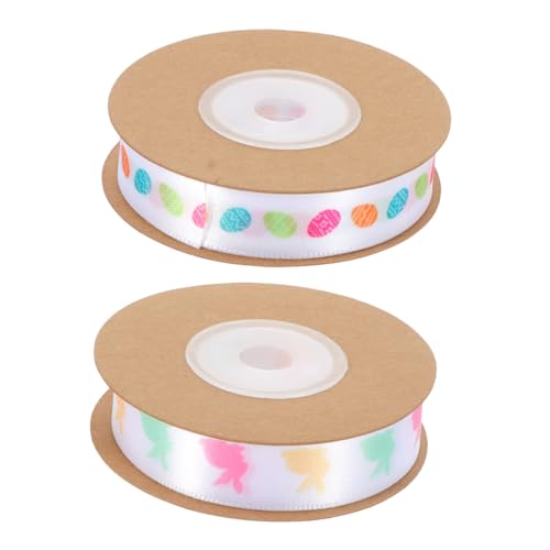 Housoutil 2 Rollen band dickes rotes Band Bänder zum Verpacken Dekorationen Rosa dünn groß geschenkband ostern ostergeschenk verpackung Frühlingsfestband Frühlings-Osterband Polyester von Housoutil