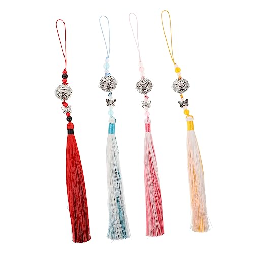 Housoutil 2 Sätze Antike Quasten Anhänger Vintage Kostüm Dekoration Mit Glocken Und Farbenfrohen Quasten Für Cosplay Hochzeiten Und Bühnenaccessoires 4 Stück * 2 von Housoutil
