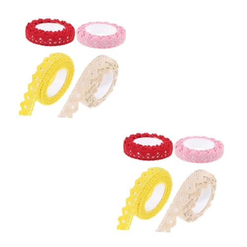 Housoutil 2 Sätze Baumwollspitzen Klebeband Dekoratives Spitzenband Für Diy Bastelprojekte Hochzeit Scrapbooking 4 Stücke * 2 von Housoutil