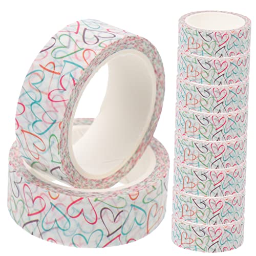 Housoutil 2 Sätze Bunte Herz Muster Klebeband Selbstklebendes Washi Tape Für Scrapbooking Diy Projekte Und Dekoration Geeignet Für Kreative Bastelarbeiten 10 Rollen * 2 von Housoutil