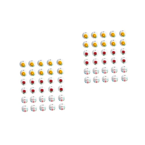 Housoutil 2 Sätze Diy Accessoires Für Hölzerne Perlenschnur Klein Mütter Edelsteine Mini Geformt Bastelzauber Dekorativ Halskette Perlen-kits Runden Schlüssel Groß 30 Stück * 2 von Housoutil