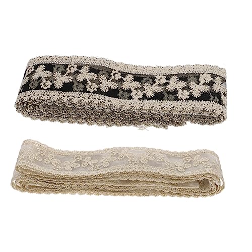 Housoutil 2 Sätze Diy Schleifenband Stickerei Blütenmuster Und Schwarzes Satinband Für Haarschmuck Und Bastelbedarf Für Kreative Projekte 2 Stück * 2 von Housoutil