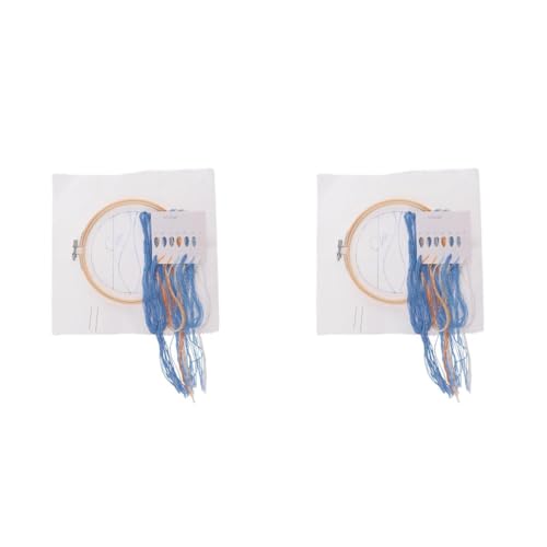 Housoutil 2 Sätze Diy Sunrise Muster Stickerei Set Europäischer Stil Komplettes Kit für Anfänger mit Bambusrahmen und Zubehör für Kreative Kunstprojekte und Wohnraumdekoration von Housoutil