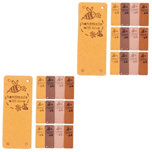 Housoutil 2 Sätze Handgemachte Labels Kunstleder Weiche Und Hautfreundliche Etiketten Für Diy Bekleidungsprojekte Schokoladenbraun Hautfarbe Annähen Von Kleidung 40 Stück * 2 von Housoutil