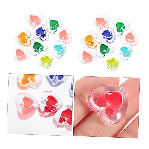 Housoutil 2 Sätze Herzförmige Acrylperlen Bunte Diy Loose Beads Für Schmuckherstellung Armbänder Vielseitige Bastelaccessoires Gemischten Farben 50 Stück * 2 von Housoutil