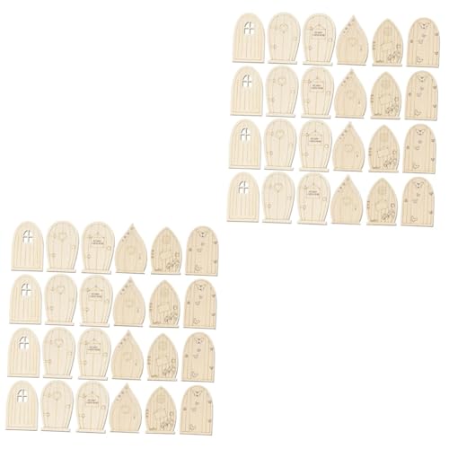 Housoutil 2 Sätze Hölzerne Feen -tür Winzig Puppenhaustür Gartentür Miniatur-feentür Aus Holz Miniaturmodell Der Feentür Holztür Miniatur-türschmuck Miniatur-handwerkstür 24 Stück * 2 von Housoutil