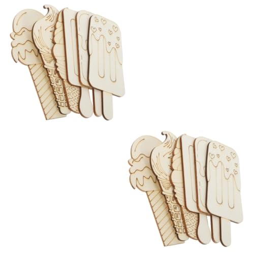 Housoutil 2 Sätze Holz Eiscreme Bastelsets Unvollendete Holzscheiben Für Diy Projekte Für Gestalten Dekoration Und Bastelarbeiten 30 Stück * 2 von Housoutil