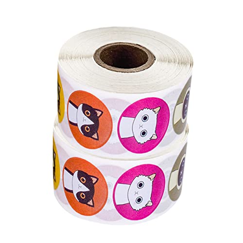 Housoutil 2 Sätze Katzenmuster Aufkleber Diy Etiketten Für Verpackungen Selbstklebende Dekorationsetiketten Für Katzenliebhaber Und Personalisierte 2 Rollen * 2 von Housoutil
